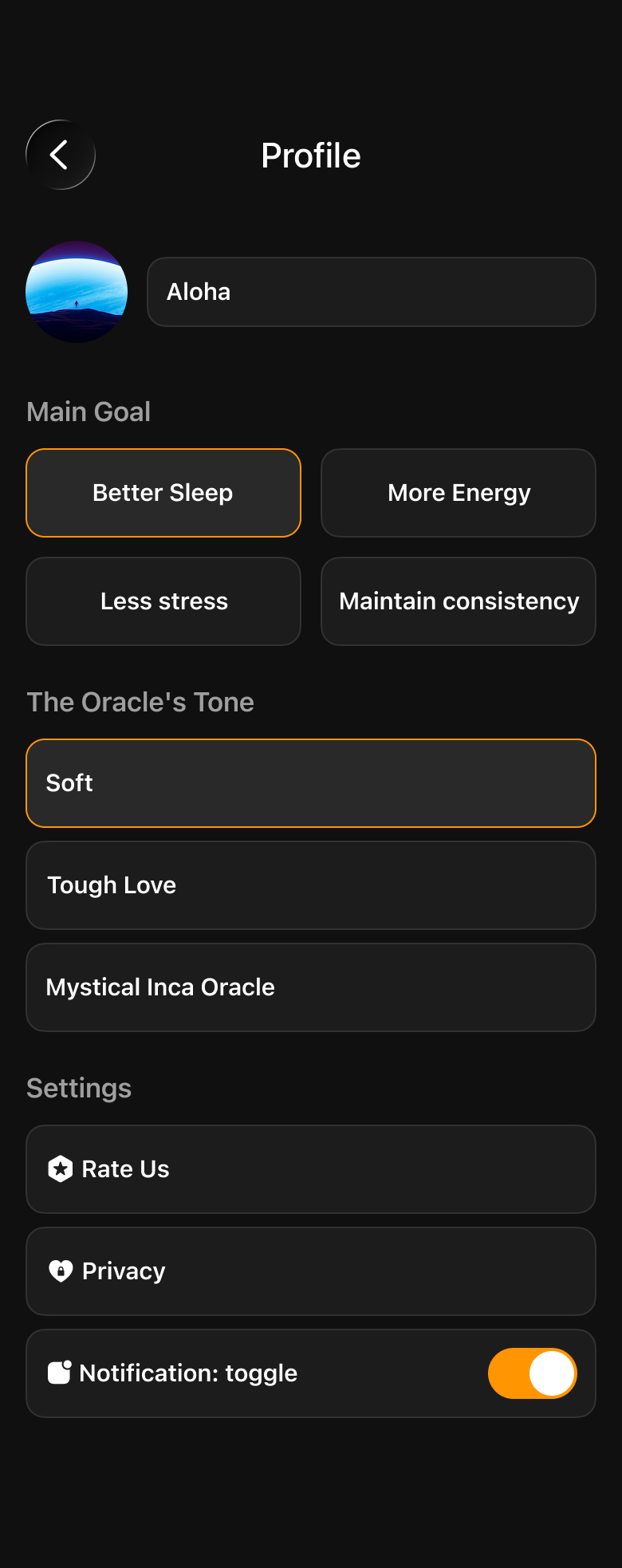 Inka Bot oracle card screen