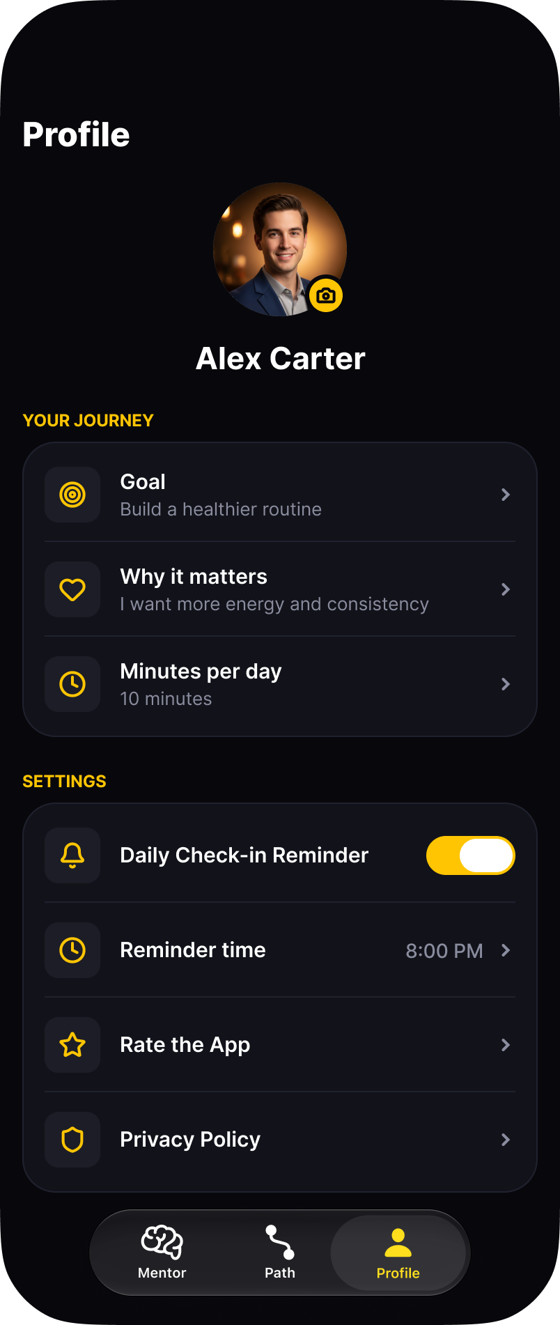 Daily step suggestion in Mentbot