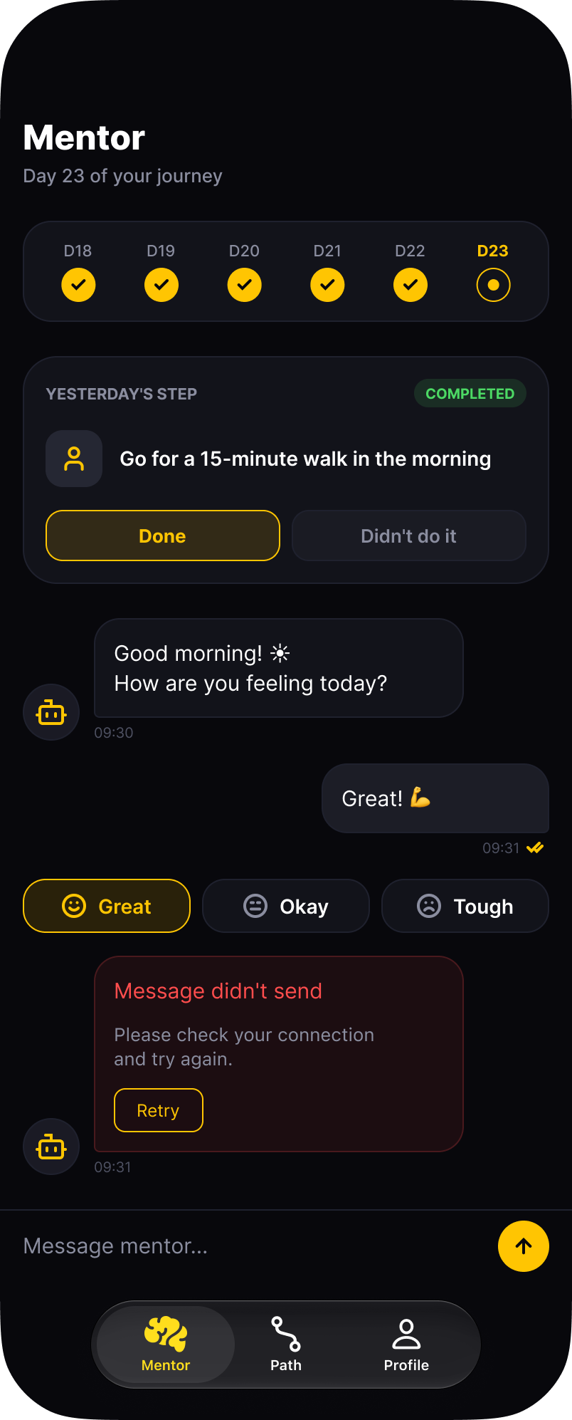 Personalized mentoring conversation